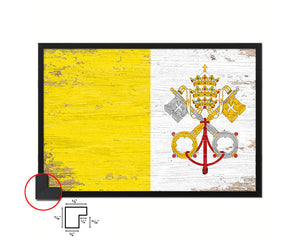 Vatican City Shabby Chic Country Flag Wood Framed Print Wall Art Decor Gifts