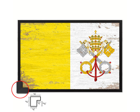 Vatican City Shabby Chic Country Flag Wood Framed Print Wall Art Decor Gifts