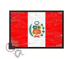 Peru Shabby Chic Country Flag Wood Framed Print Wall Art Decor Gifts