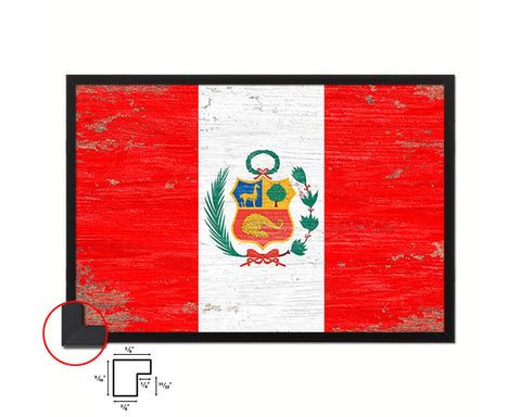 Peru Shabby Chic Country Flag Wood Framed Print Wall Art Decor Gifts