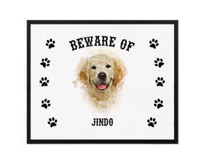 Beware of Jack Russell Terrier Sign Wood Framed Print Wall Art Decor Gifts