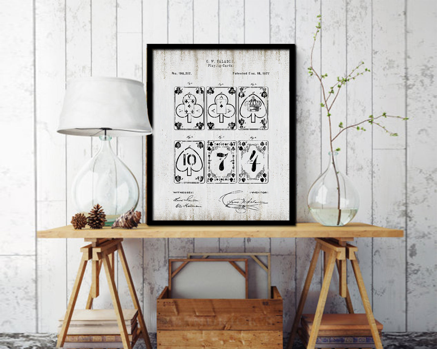 Poker Game Playing Card Vintage Patent Artwork Black Frame Print Gifts
