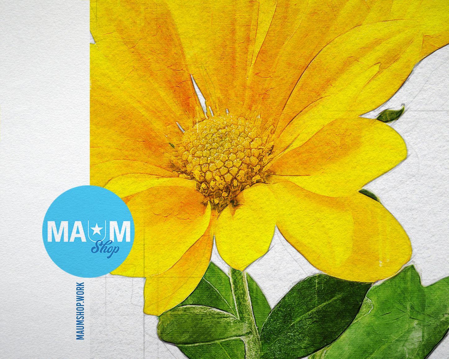 Yellow Chrysanthemum Sketch Plants Art Wood Framed Print Wall Decor Gifts