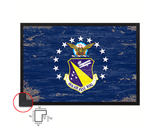 104th Fighter Wing Shabby Chic Emblem Flag Wood Framed Prints Wall Art Decor Gifts
