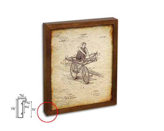 Vehicle Bicycle Vintage Patent Artwork Walnut Frame Print Wall Art Decor Gifts
