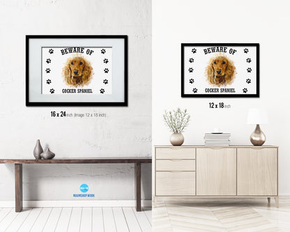 Beware of Chihuahua Sign Wood Framed Print Wall Art Decor Gifts