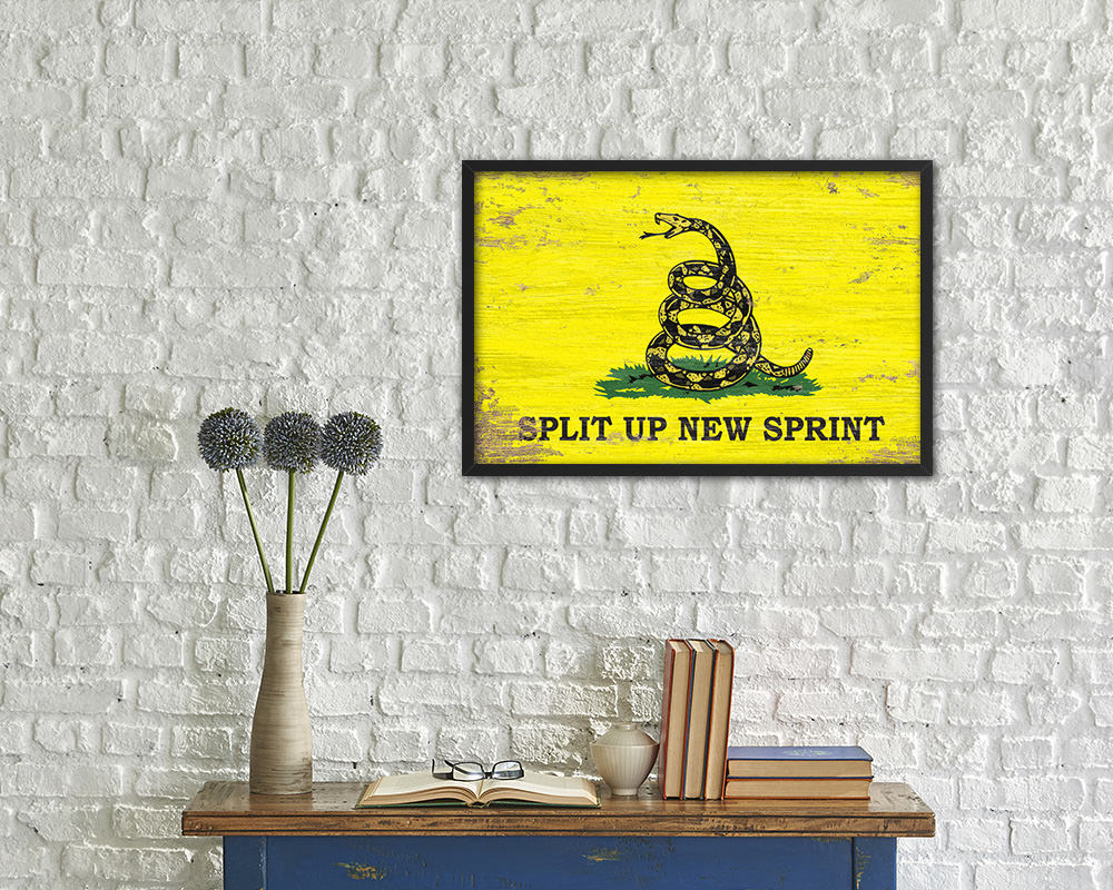 Split up New Sprint Shabby Chic Military Flag Framed Print Decor Wall Art Gifts