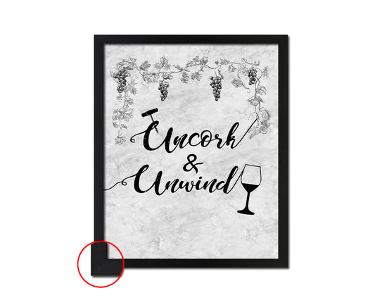 Uncork & Unwind Quote Framed Print Wall Art Decor Gifts