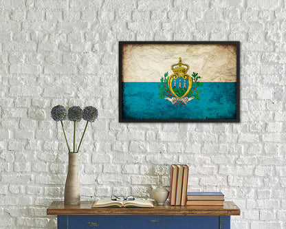 San Marino Country Vintage Flag Wood Framed Print Wall Art Decor Gifts