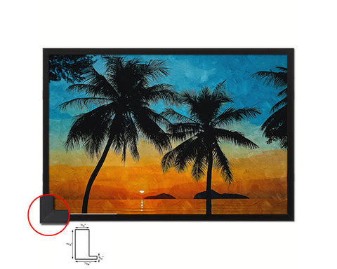 Sunset at Sea Islands Palm Tree Artwork Painting Print Art Frame Home Wall Decor Gifts