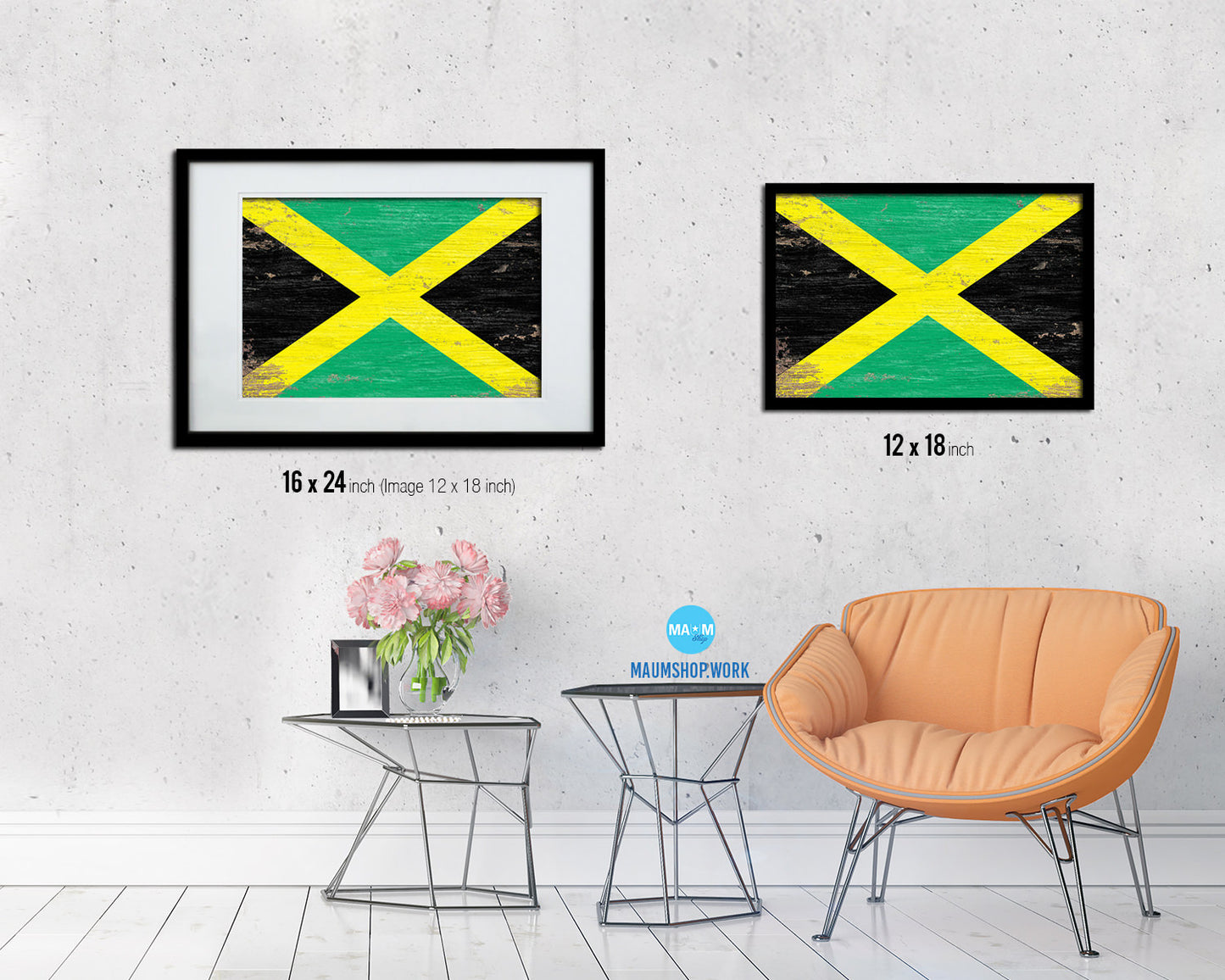 Jamaica Shabby Chic Country Flag Wood Framed Print Wall Art Decor Gifts
