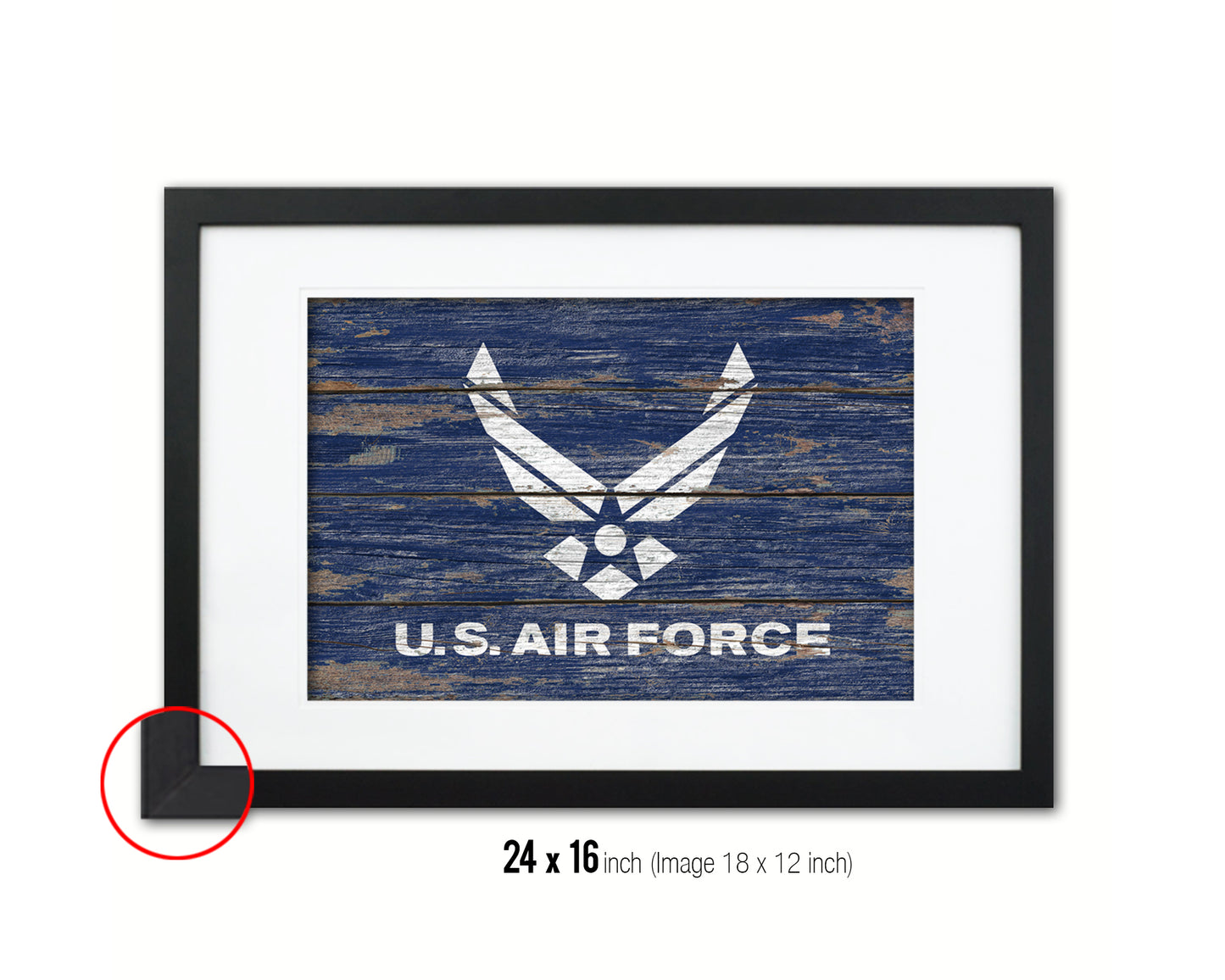 US Air Force Wood Rustic Flag Wood Framed Print Wall Art Decor Gifts
