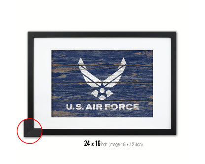 US Air Force Wood Rustic Flag Wood Framed Print Wall Art Decor Gifts