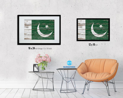 Pakistan Country Wood Rustic National Flag Wood Framed Print Wall Art Decor Gifts