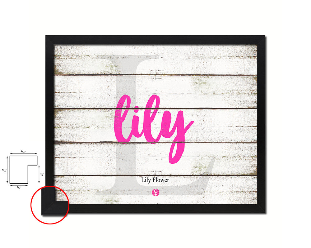 Lily Personalized Biblical Name Plate Art Framed Print Kids Baby Room Wall Decor Gifts