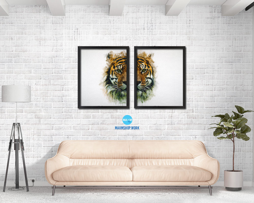 Tiger Animal Painting Print Framed Art Home Wall Decor Gifts