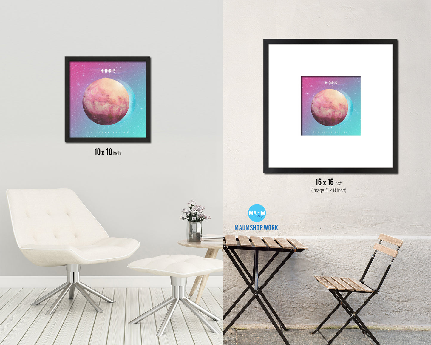 Mars Planet Colorful Prints Watercolor Solar System Framed Print Home Decor Wall Art Gifts