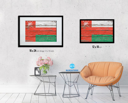 Oman Country Wood Rustic National Flag Wood Framed Print Wall Art Decor Gifts