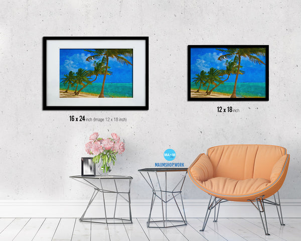 Palms Tree Beach Artwork Painting Print Art Frame Home Wall Decor Gifts