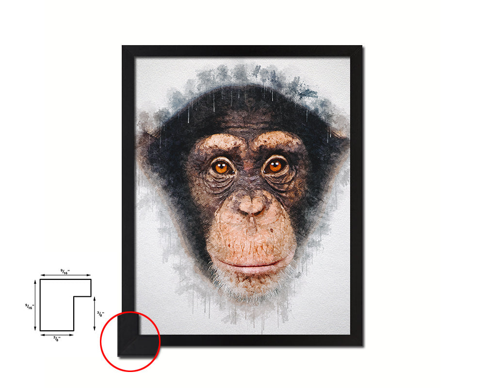 Chimpanzee Animal Painting Print Framed Art Home Wall Decor Gifts
