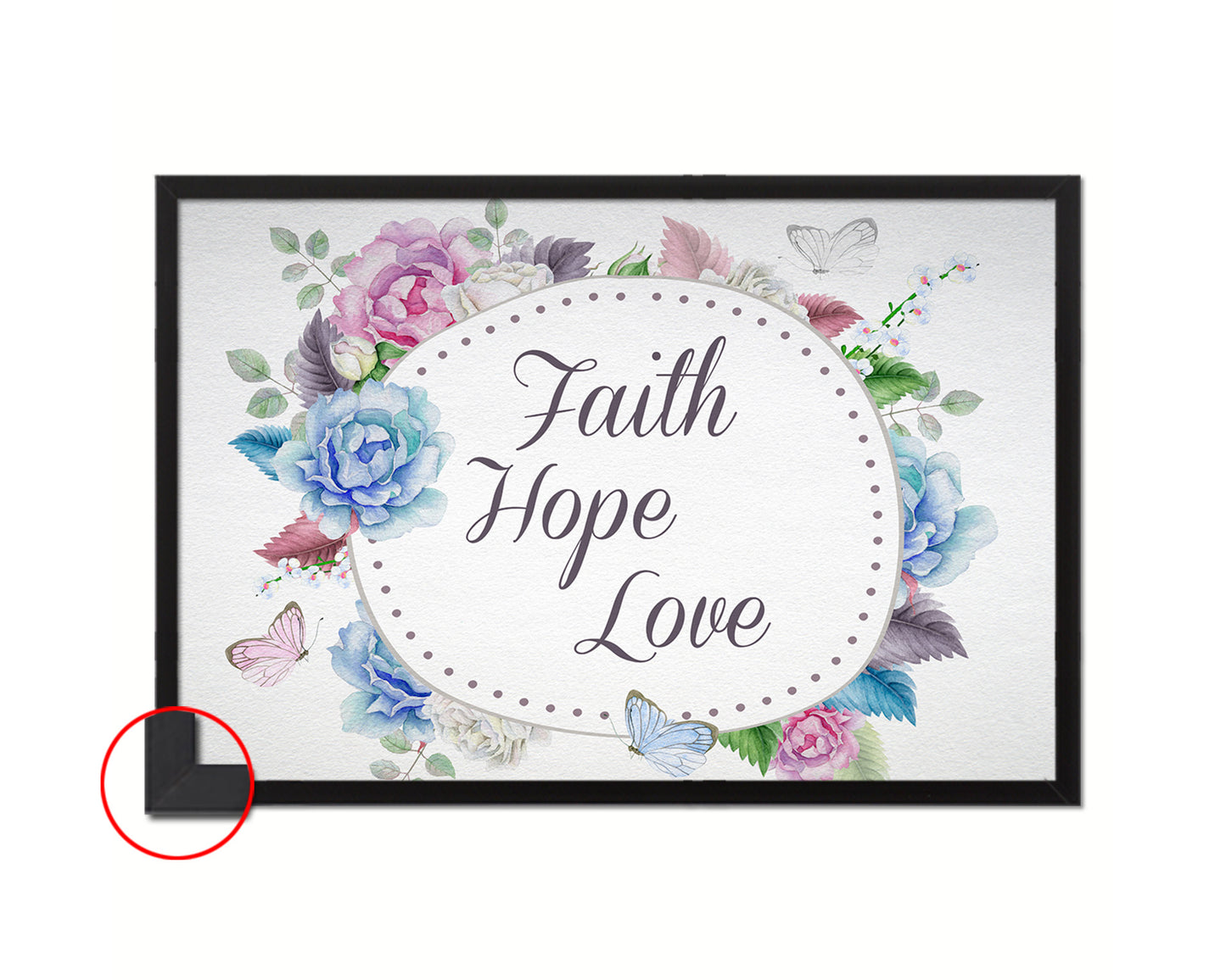 Faith Hope Love Bible Verse Scripture Framed Art