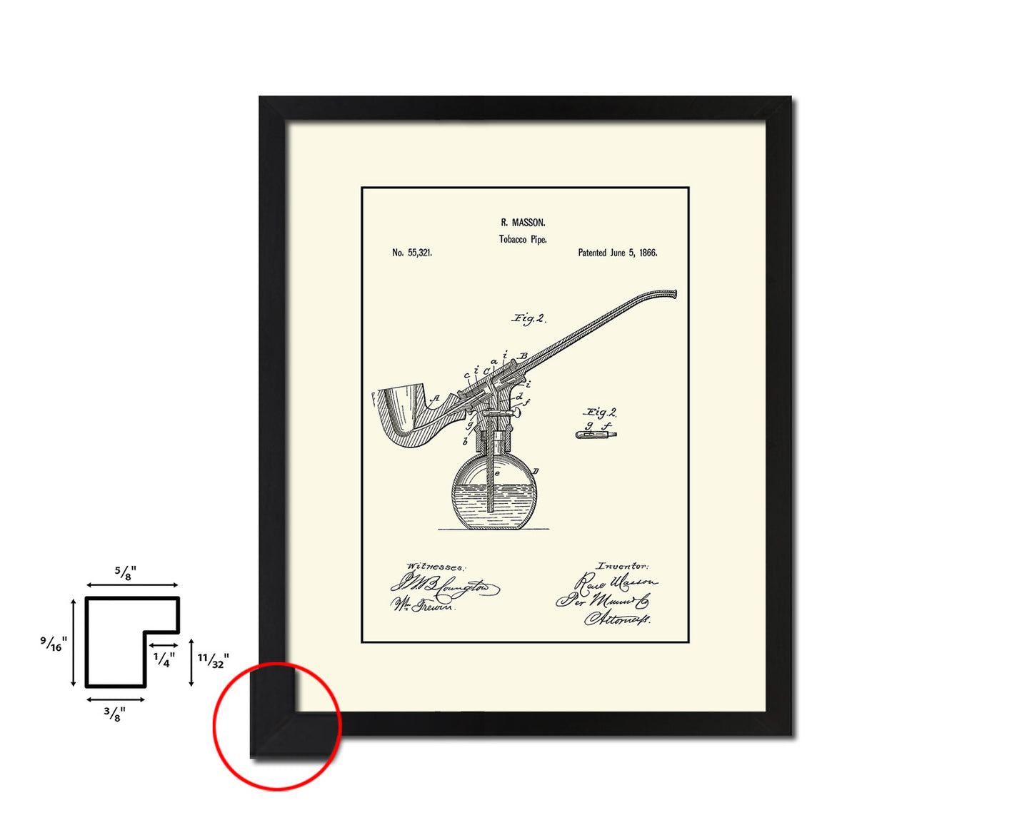 Pipe Tobacco Vintage Patent Artwork Black Frame Print Wall Art Decor Gifts