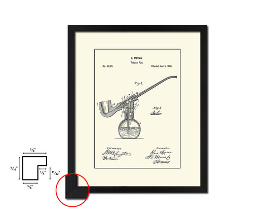 Pipe Tobacco Vintage Patent Artwork Black Frame Print Wall Art Decor Gifts