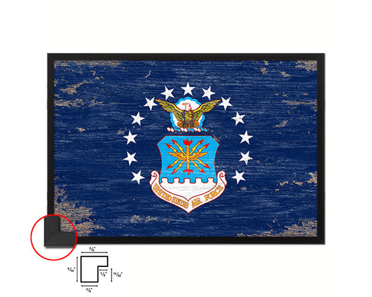 US Air Force Emblem Shabby Chic Military Flag Framed Print Decor Wall Art Gifts