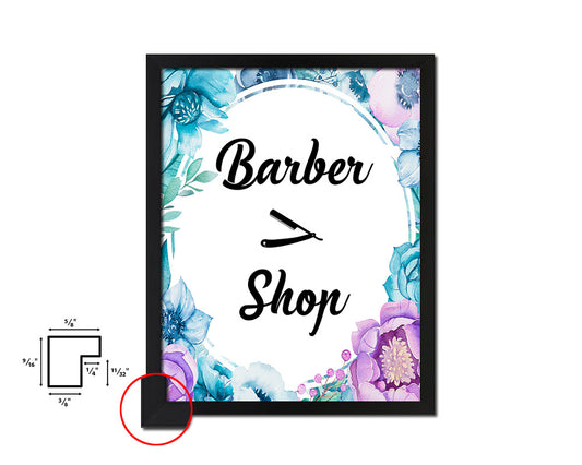 Barber Shop Quote Boho Flower Framed Print Wall Decor Art
