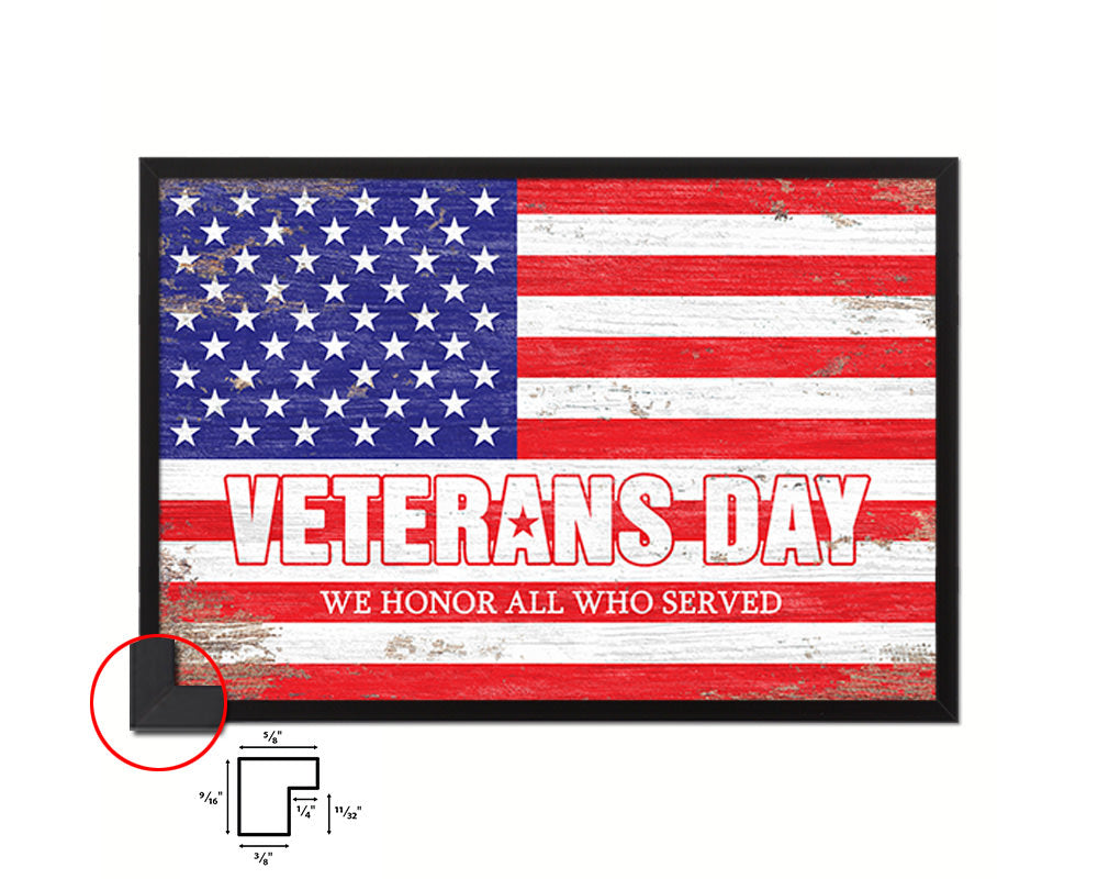 Veterans Day We honor all who served Shabby Chic Military Flag Framed Print Decor Wall Art Gifts