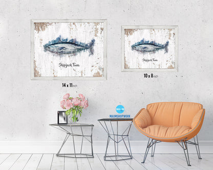 Skipjack Tuna Fish Framed Prints Modern Restaurant Sushi Bar Watercolor Wall Art Decor