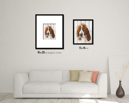 Basset Hound Dog Puppy Portrait Framed Print Pet Watercolor Wall Decor Art Gifts