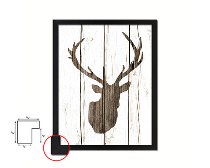 Deer Silhouette Animals Painting Print Wood Framed Art Wall Decor Gifts