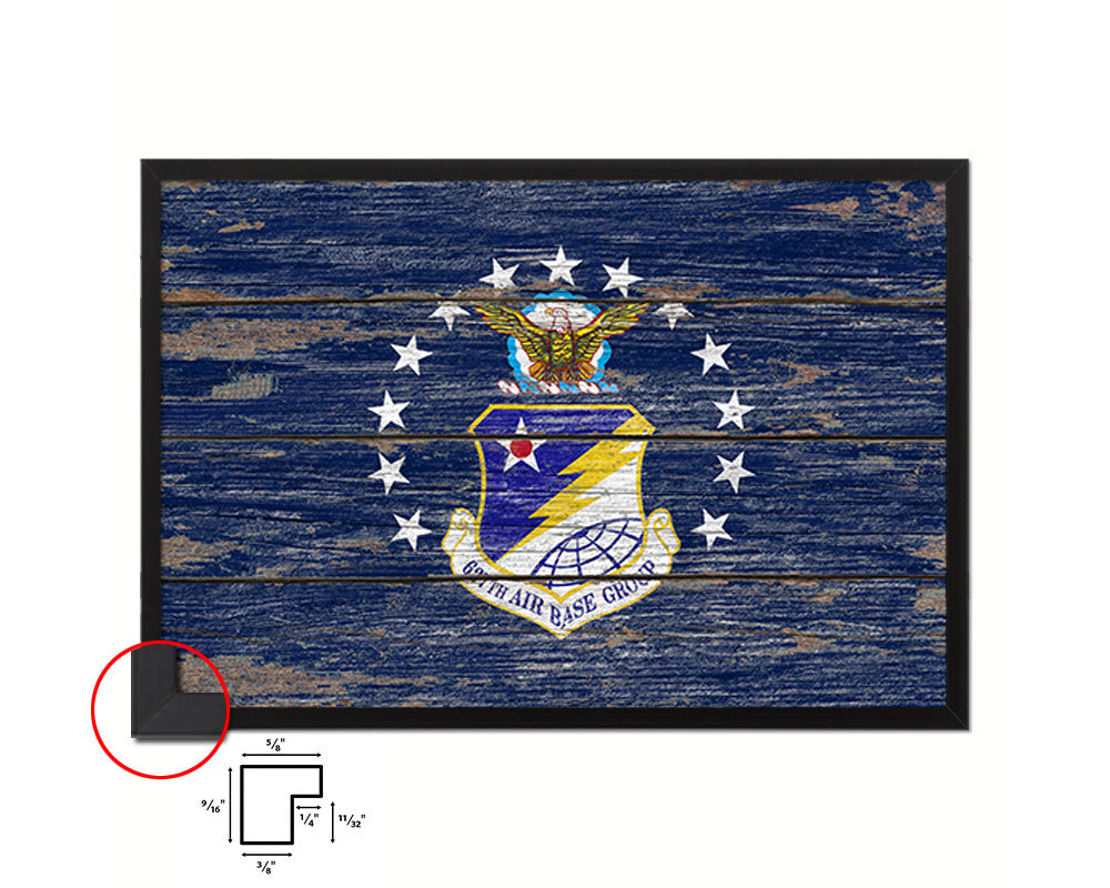 627th Air Base Group Vintage Emblem Flag Wood Frame Paper Print Wall Art Decor Gifts