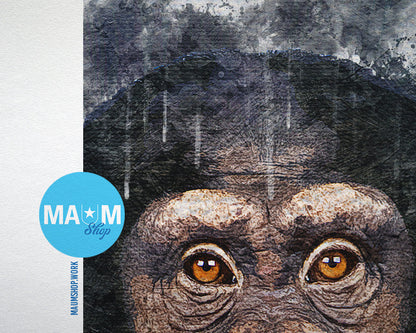 Chimpanzee Animal Painting Print Framed Art Home Wall Decor Gifts