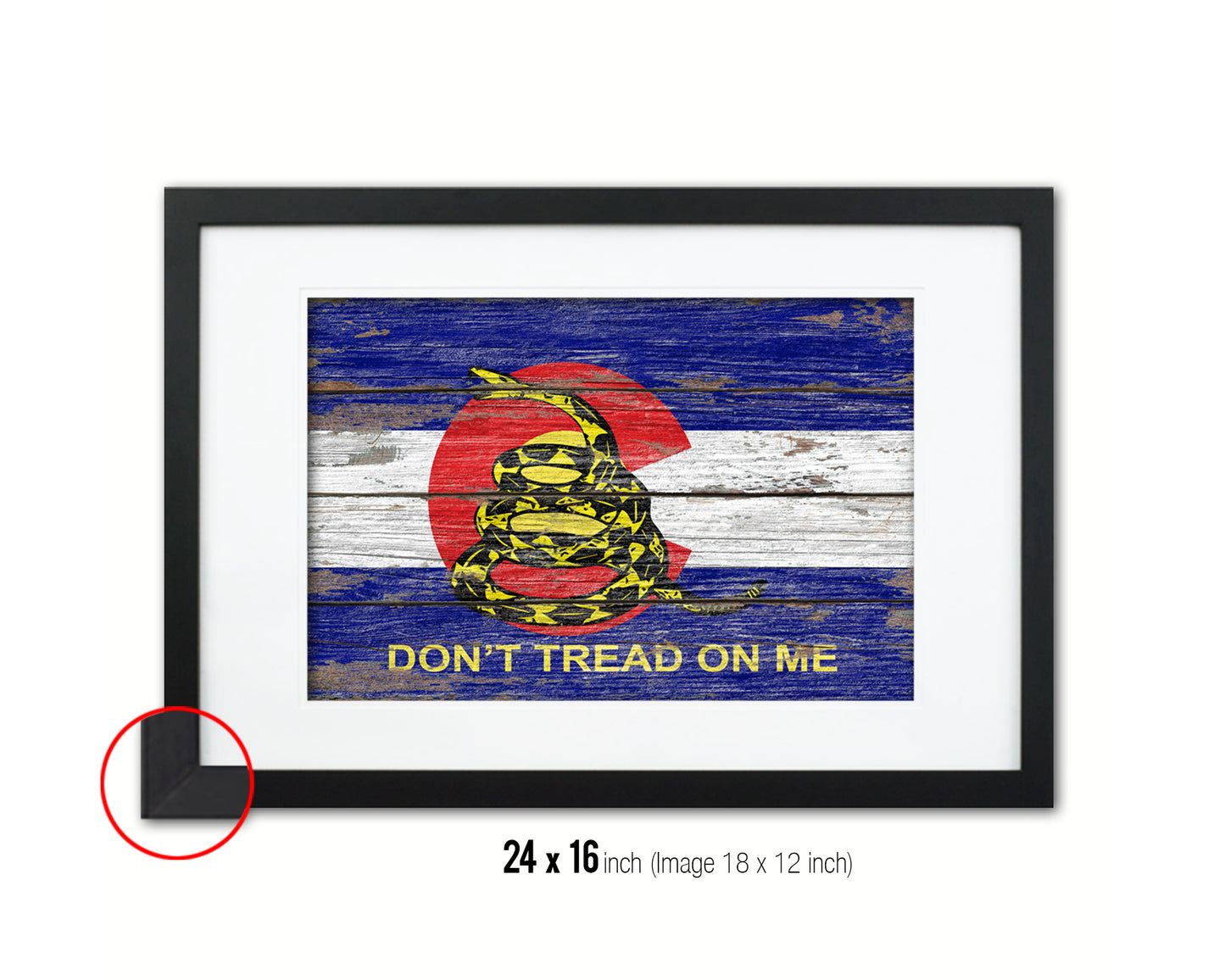 Gadsden Don't Tread On Me Colorado State Wood Rustic Flag Framed Print Art