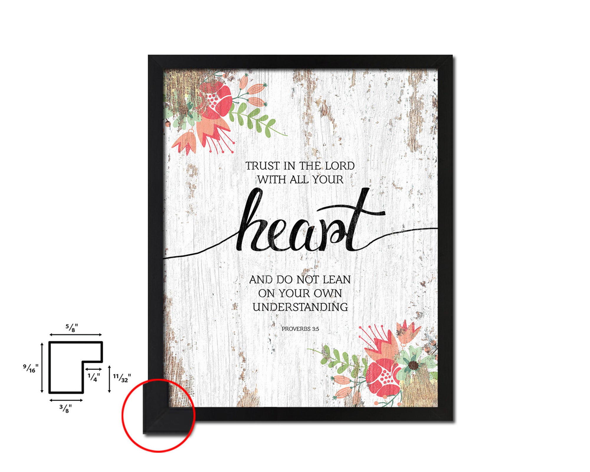 Trust in the Lord with all your Heart, Proverbs 3:5 Quote Framed Print Home Decor Wall Art Gifts