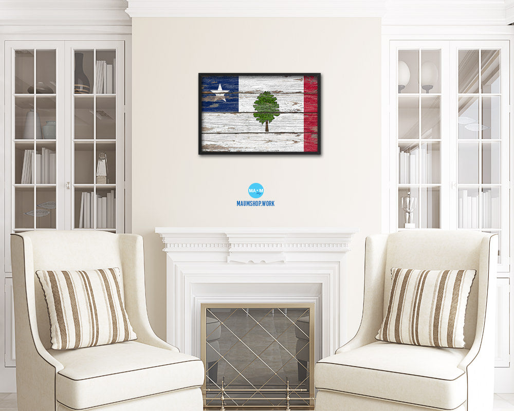 Magnolia City Mississippi State Rustic Flag Wood Framed Paper Prints Decor Wall Art Gifts