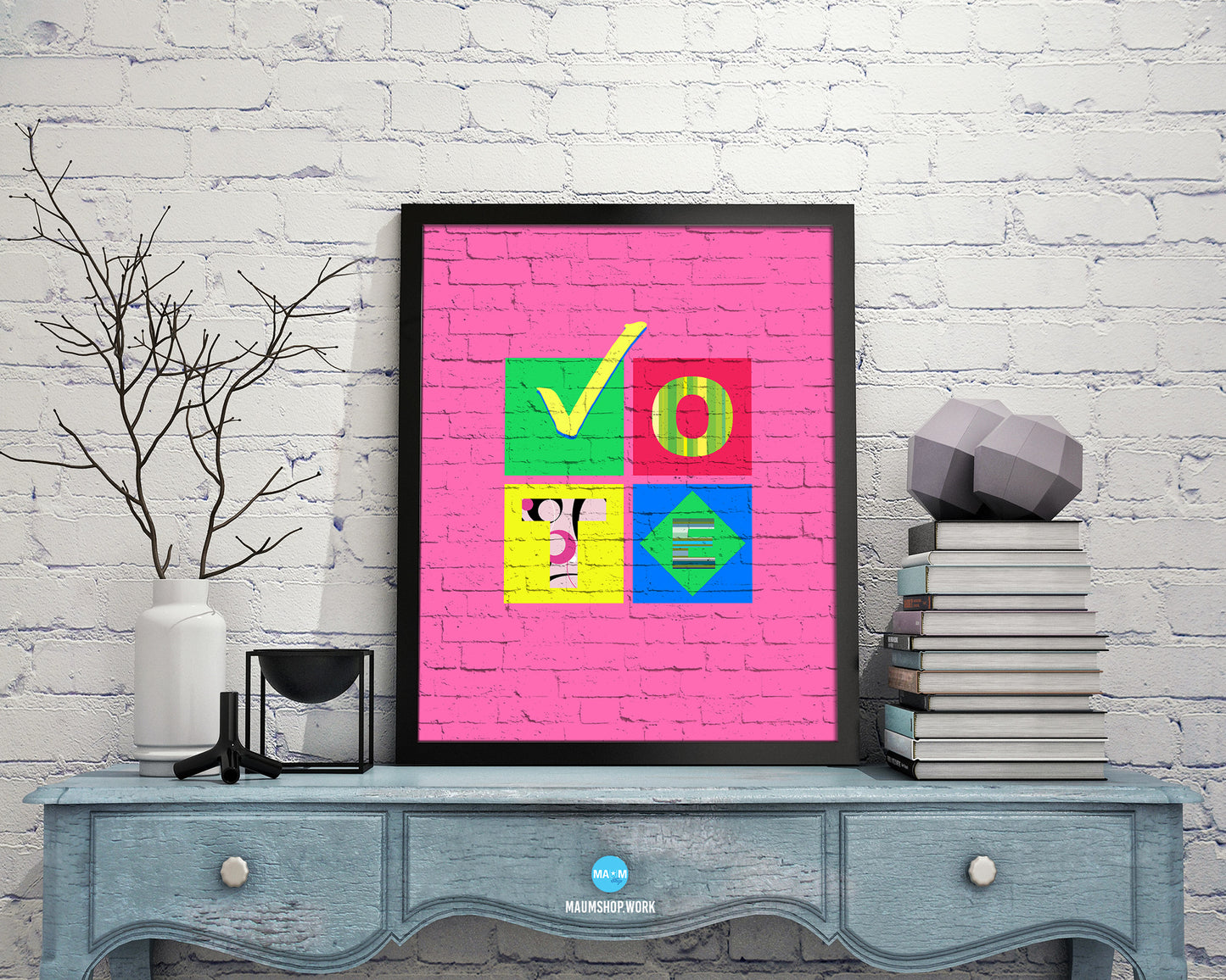 Vote Rainbow Pride Peace Right Justice Poster Wood Framed Wall Decor Gifts