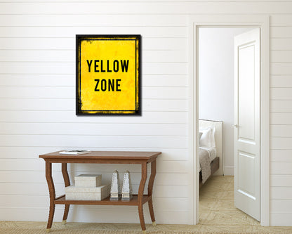 Yellow Zone Notice Danger Sign Framed Print Home Decor Wall Art Gifts