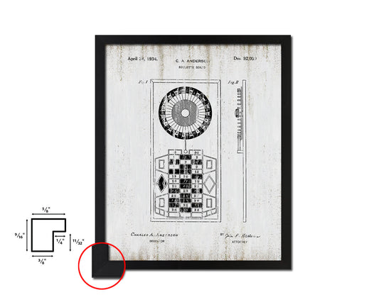 Roulette Board Wheels Playing Card Vintage Patent Artwork Black Frame Print Gifts