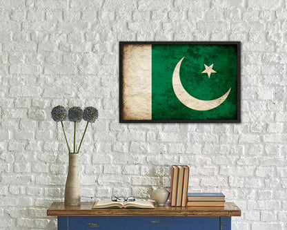 Pakistan Country Vintage Flag Wood Framed Print Wall Art Decor Gifts