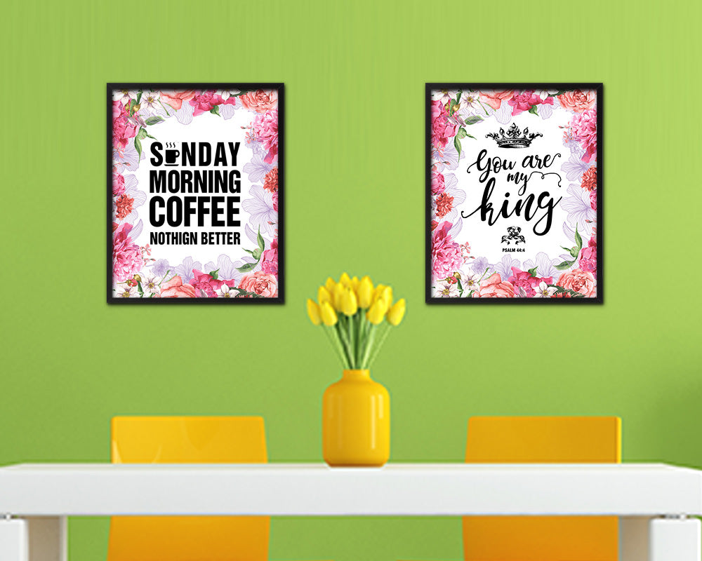 Sunday morning coffee nothing better Quote Framed Artwork Print Wall Decor Art Gifts