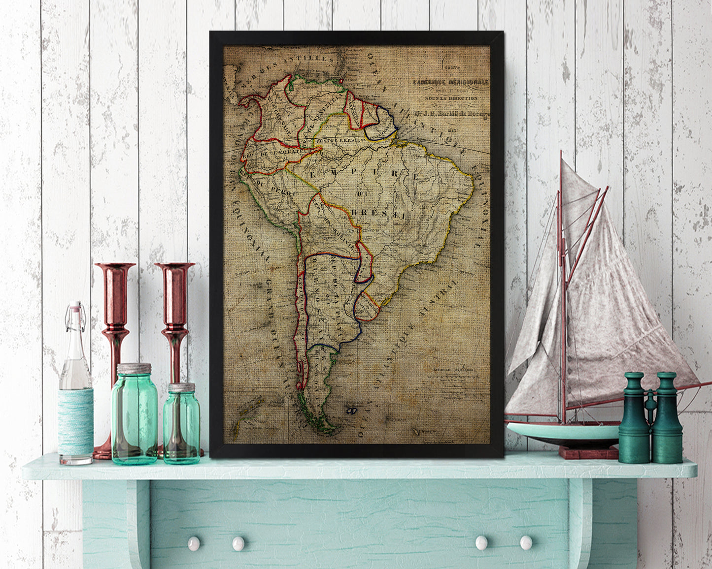 South America 1894 Vintage Map Wood Framed Print Art Wall Decor Gifts