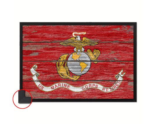 US Marine Corps Retired Wood Rustic Flag Wood Framed Print Wall Art Decor Gifts