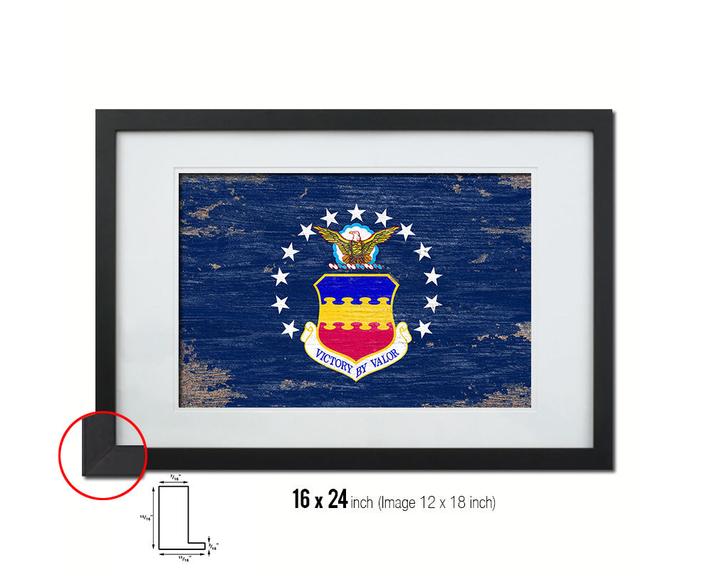 104th Fighter Wing Shabby Chic Emblem Flag Wood Framed Prints Wall Art Decor Gifts