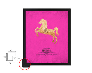 Horse Chinese Zodiac Character Black Framed Art Paper Print Wall Art Decor Gifts, Pink