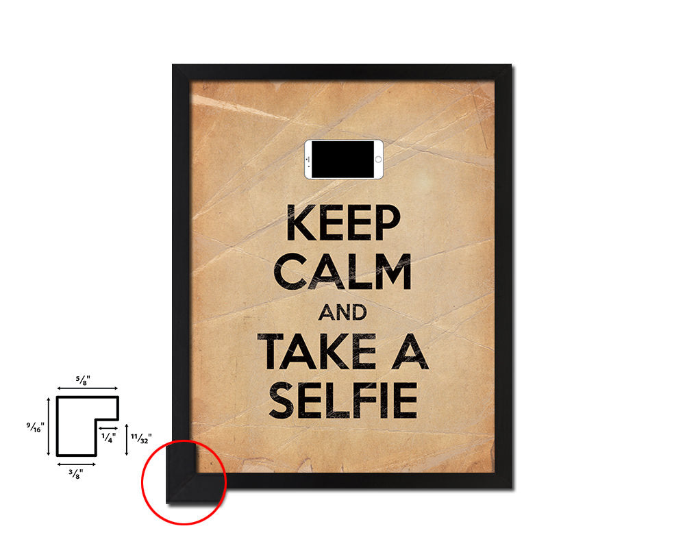 Keep calm and take a selfie Quote Paper Artwork Framed Print Wall Decor Art