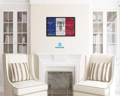 Kansas City Missouri State Rustic Flag Wood Framed Paper Prints Decor Wall Art Gifts