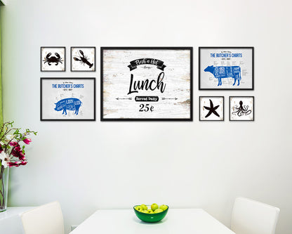 Fresh'n Hot Lunch Vintage Sign Fine Art Paper Prints Wood Frame Wall Art Decor Gifts